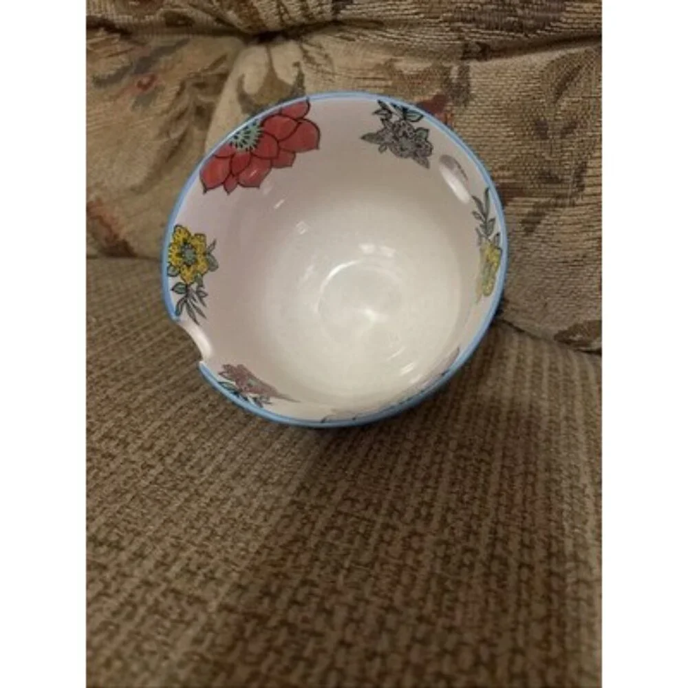 Hand Painted Noodle Rice Bowl‎ w/Built In Chopsticks Holder